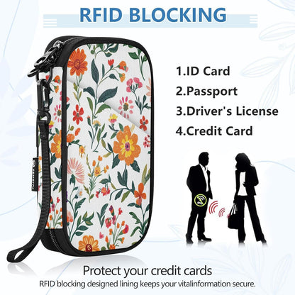 Travel Document Organizer 21×14×3 CM | Scratch Resistant Polyester Multi Pockets Multi-Way Carry for Men Women Vacation Golden Wattle Print