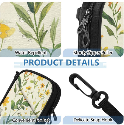 Travel Document Organizer 21×14×3 CM | Scratch Resistant Polyester Multi Pockets Multi-Way Carry for Men Women Vacation Golden Wattle Print