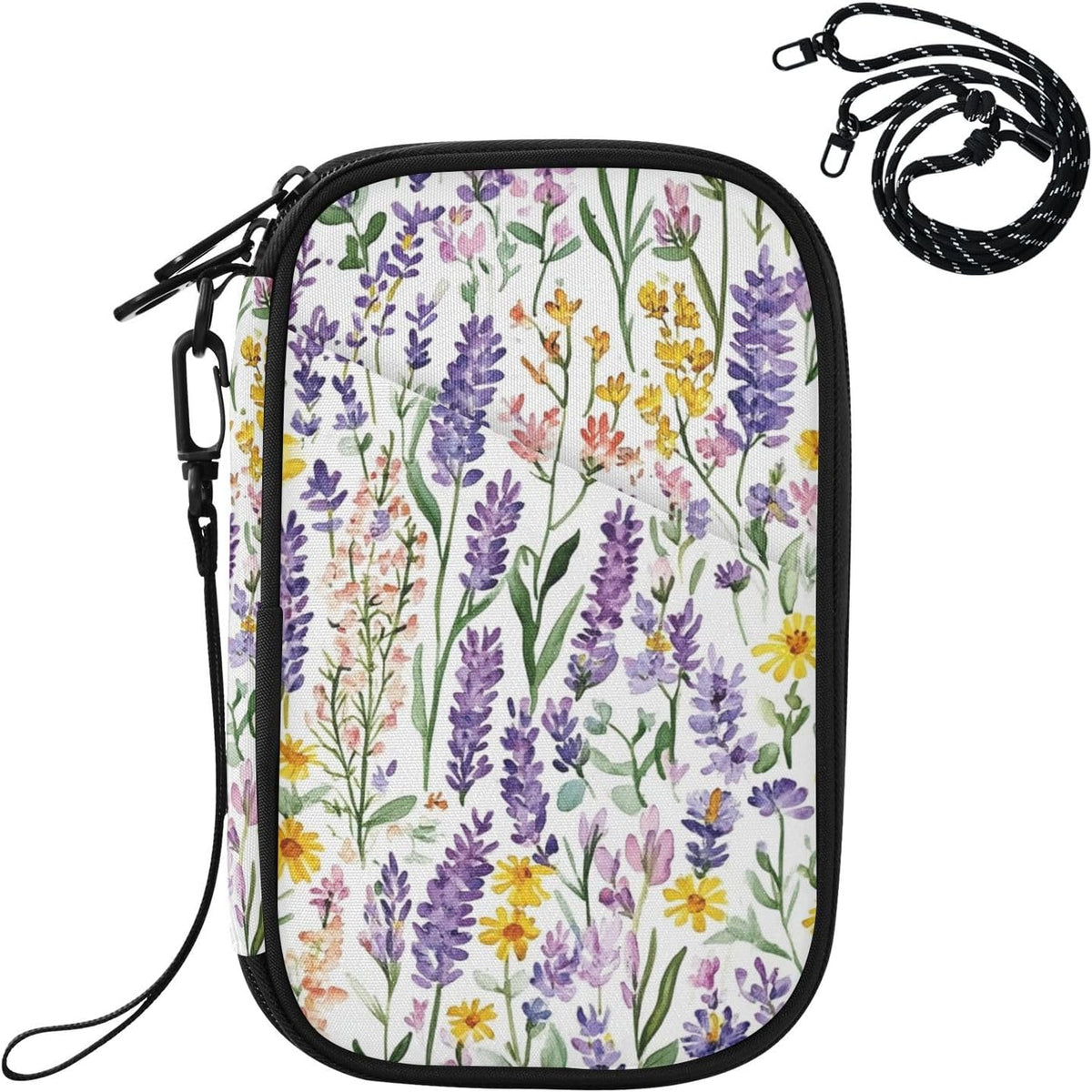 Travel Document Organizer 21×14×3 CM | Scratch Resistant Polyester Multi Pockets Multi-Way Carry for Men Women Vacation Golden Wattle Print
