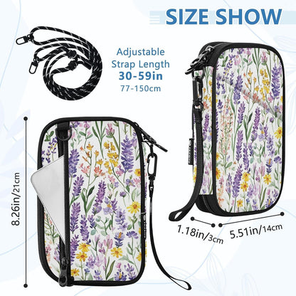 Travel Document Organizer 21×14×3 CM | Scratch Resistant Polyester Multi Pockets Multi-Way Carry for Men Women Vacation Golden Wattle Print
