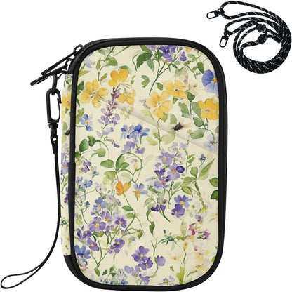 Travel Document Organizer 21×14×3 CM | Scratch Resistant Polyester Multi Pockets Multi-Way Carry for Men Women Vacation Golden Wattle Print