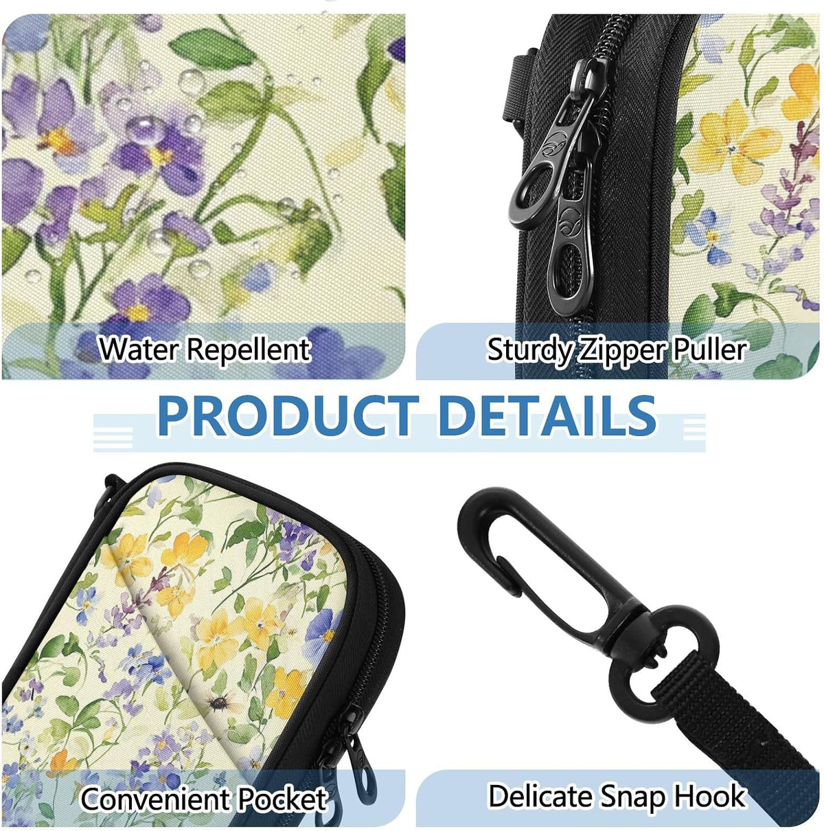 Travel Document Organizer 21×14×3 CM | Scratch Resistant Polyester Multi Pockets Multi-Way Carry for Men Women Vacation Golden Wattle Print
