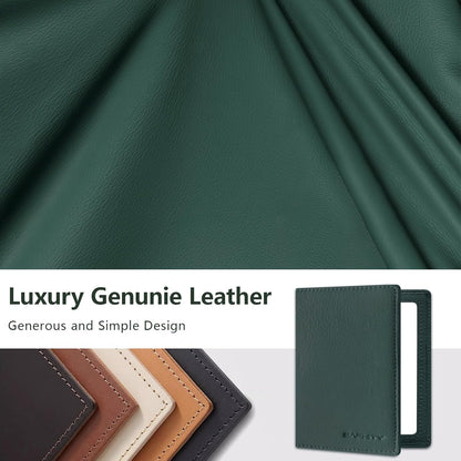 Genuine Leather RFID Blocking Slim Travel Passport Holder，green | Top-Grain Leather, RFID Blocking, Multi Slots (3+2 SD), Slim, Unisex Multi-Function Holder, Travel Sleeve