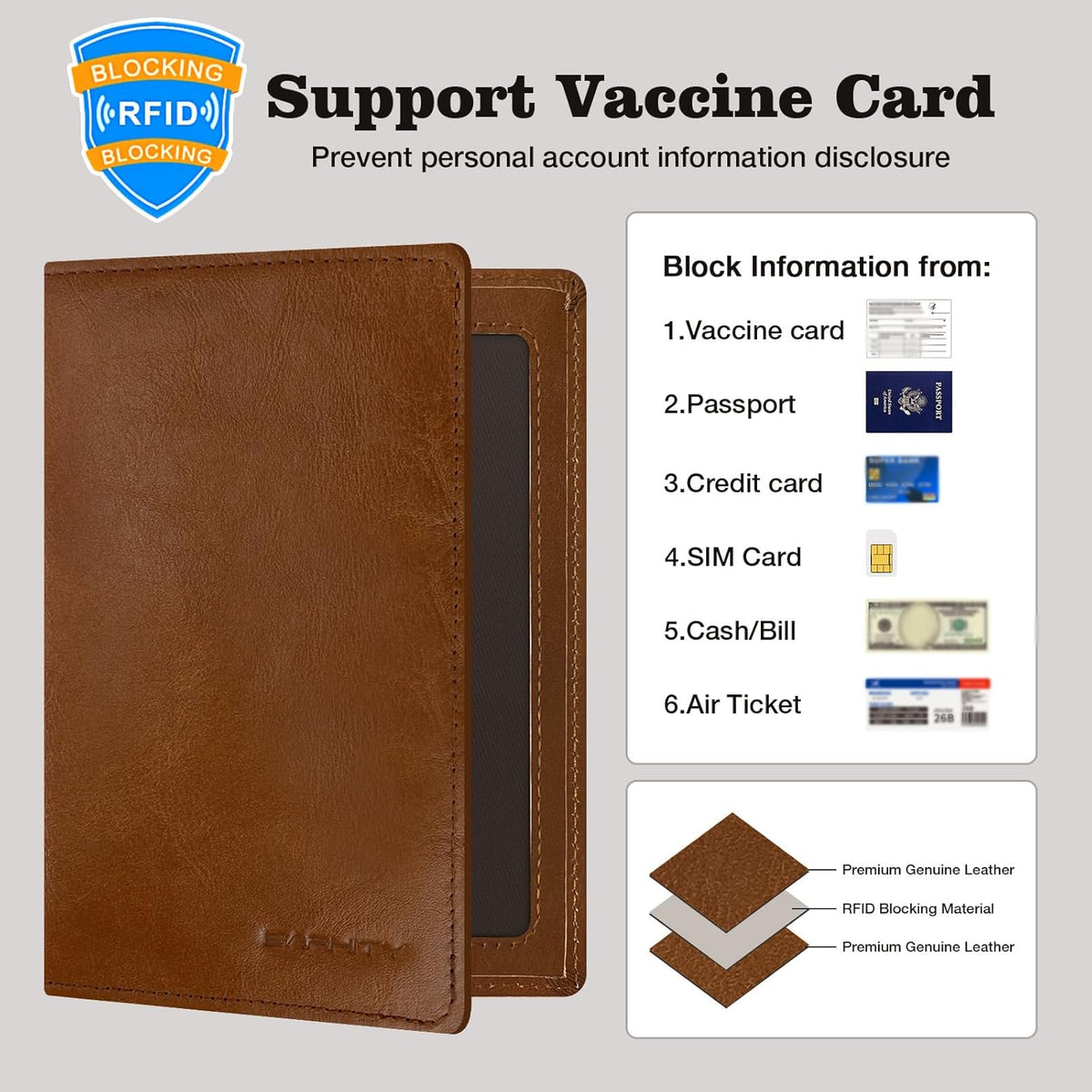 Genuine Leather RFID Blocking Slim Travel Passport Holder，green | Top-Grain Leather, RFID Blocking, Multi Slots (3+2 SD), Slim, Unisex Multi-Function Holder, Travel Sleeve