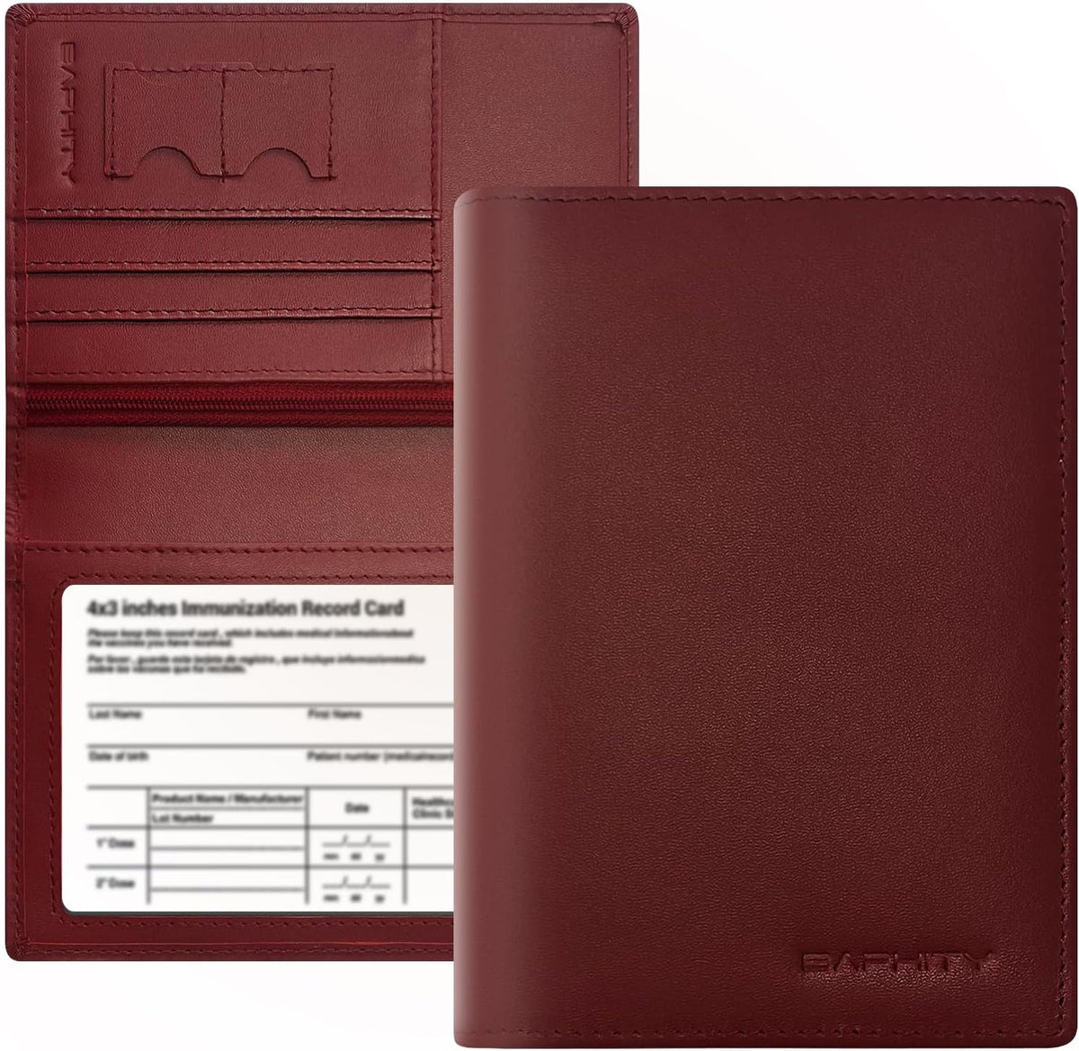 Genuine Leather RFID Blocking Slim Travel Passport Holder，green | Top-Grain Leather, RFID Blocking, Multi Slots (3+2 SD), Slim, Unisex Multi-Function Holder, Travel Sleeve