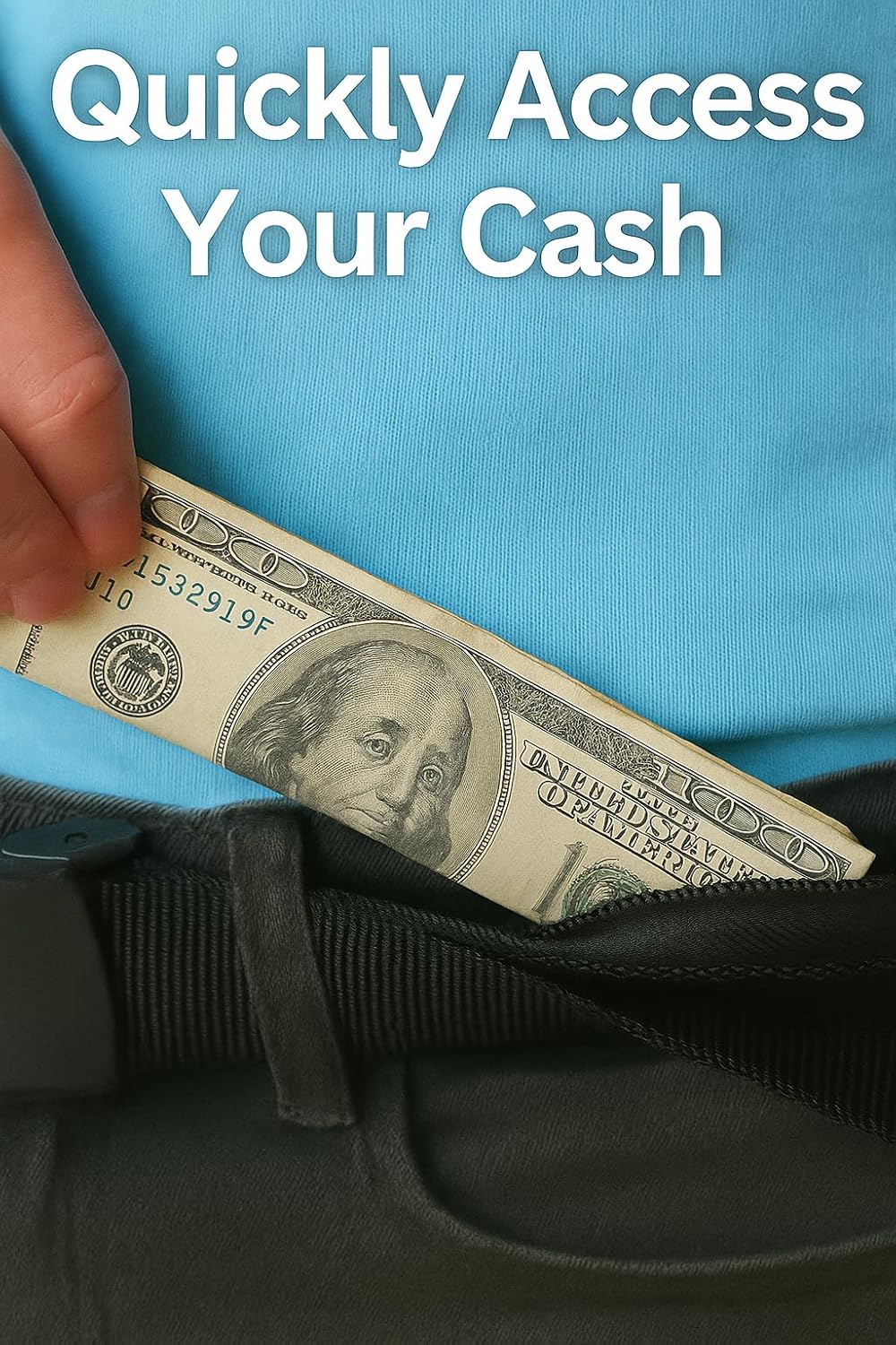 Security Money Belt with Hidden Money Pocket - Nylon Tactical Belt for Men & Women with Nonmetallic Buckle - Security Money Belt for Valuables, Cash, Passport - Cashsafe Anti-Theft Wallet, Large