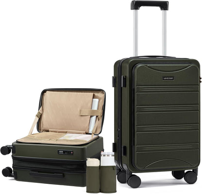 Carry On Luggage 20 Inch, Airline Approved Expandable Hard Shell Suitcase with Spinner Wheels, TSA Lock & Cup Holder, Fits Most Overhead Bins