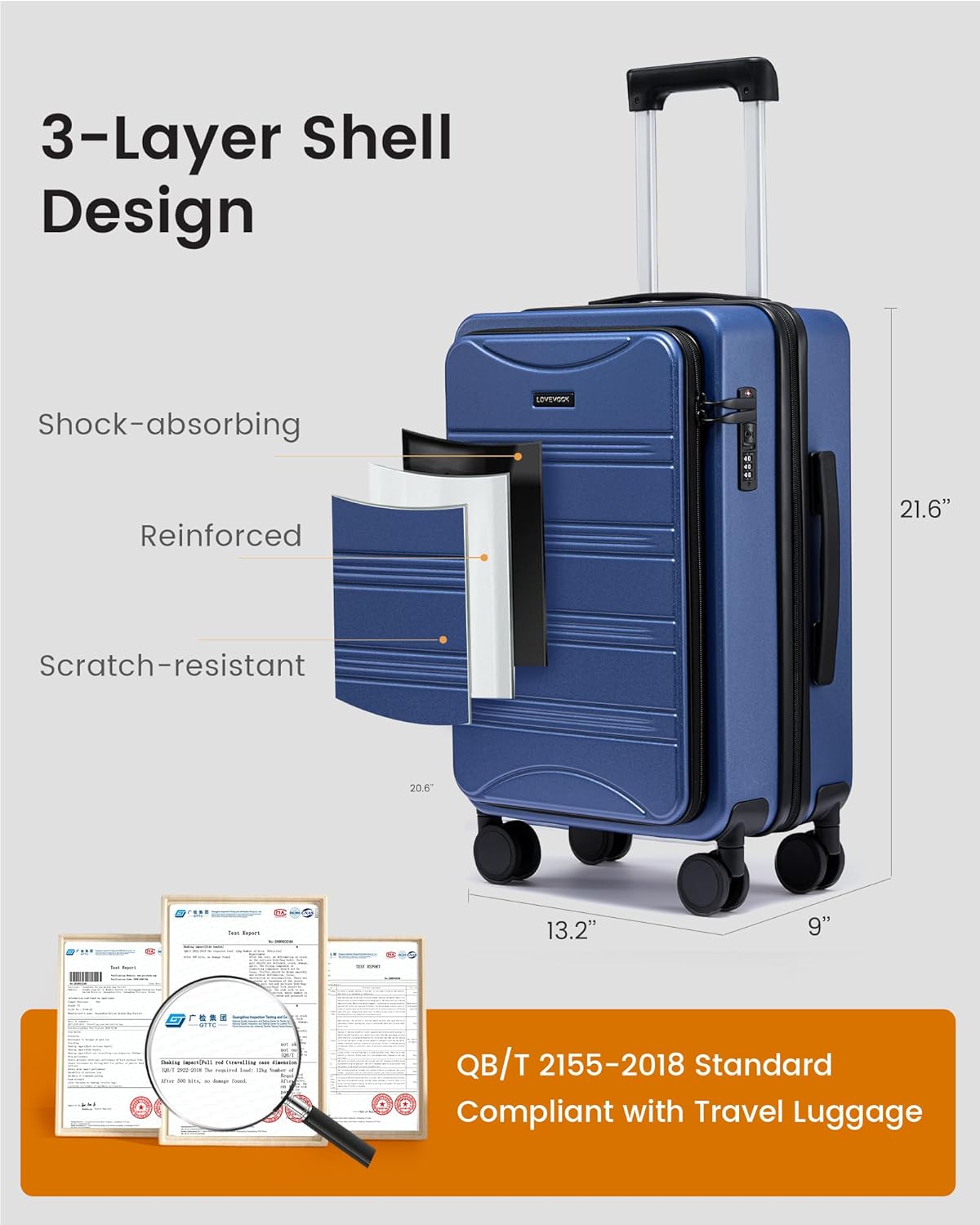 Carry On Luggage 20 Inch, Airline Approved Expandable Hard Shell Suitcase with Spinner Wheels, TSA Lock & Cup Holder, Fits Most Overhead Bins