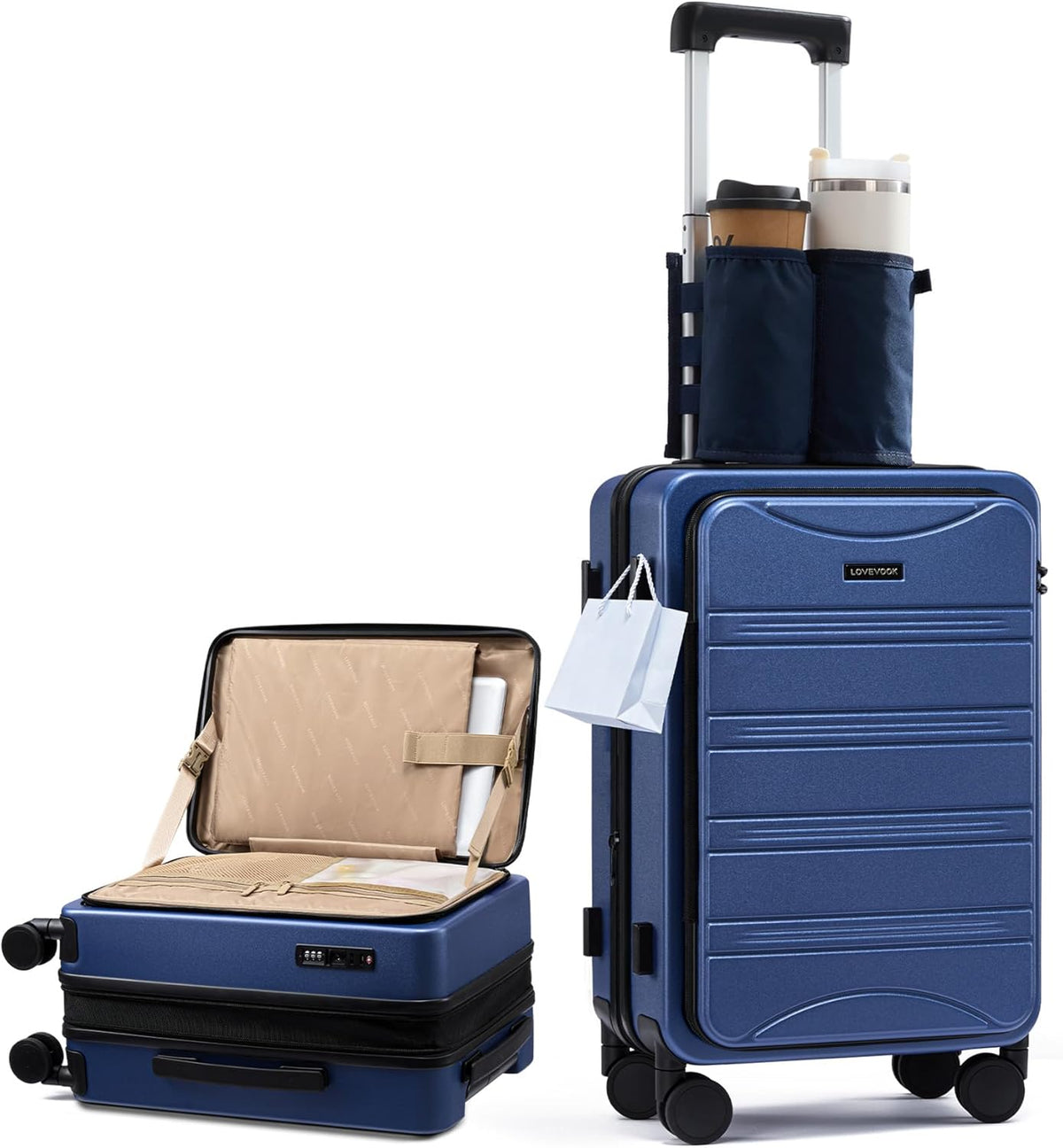 Carry On Luggage 20 Inch, Airline Approved Expandable Hard Shell Suitcase with Spinner Wheels, TSA Lock & Cup Holder, Fits Most Overhead Bins