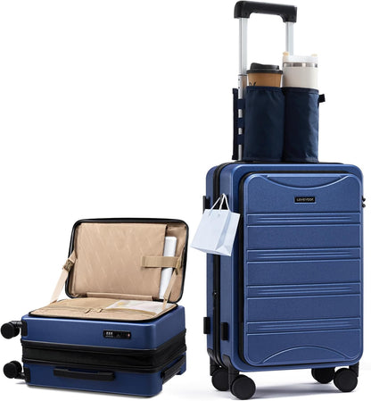 Carry On Luggage 20 Inch, Airline Approved Expandable Hard Shell Suitcase with Spinner Wheels, TSA Lock & Cup Holder, Fits Most Overhead Bins
