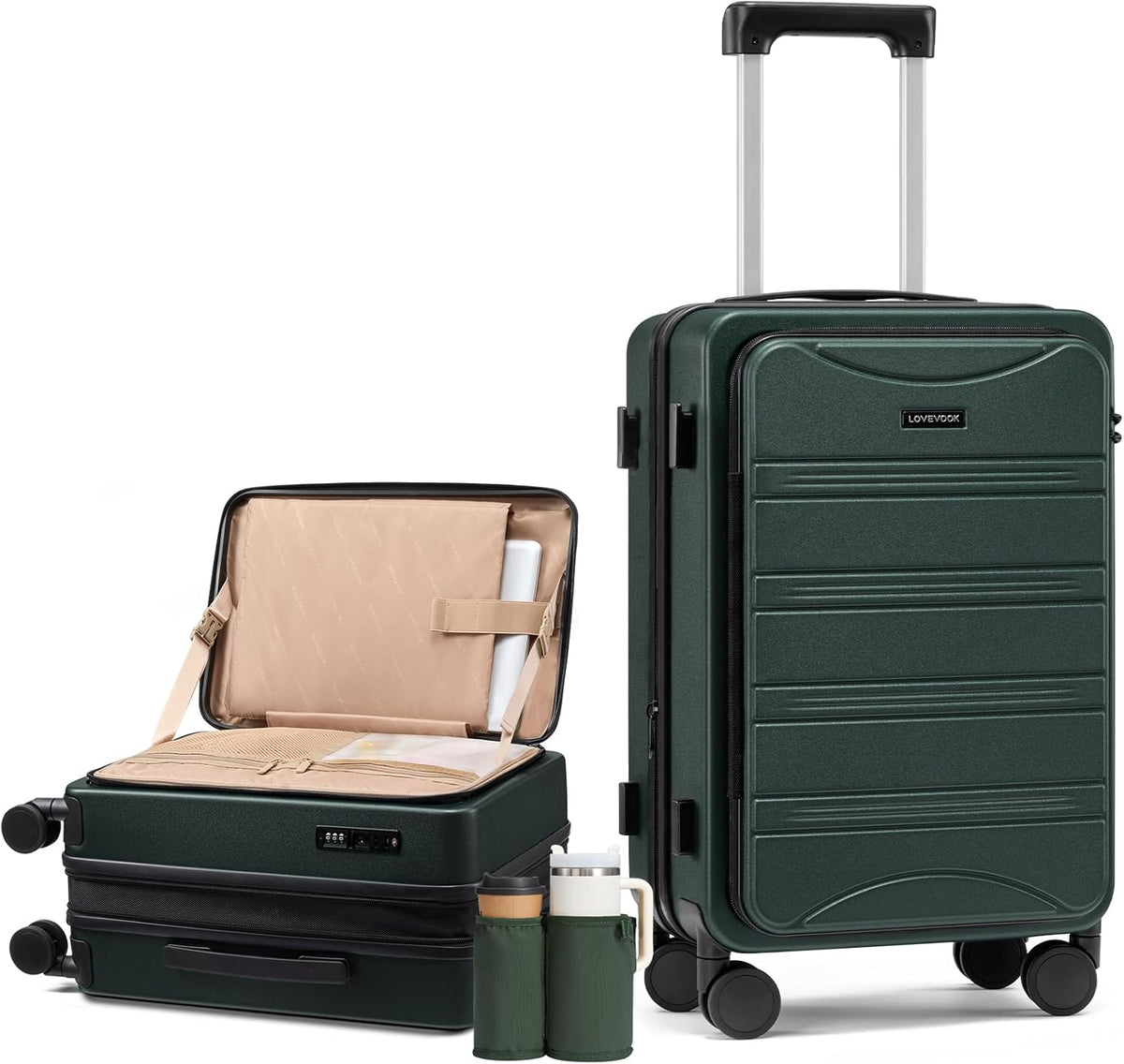 Carry On Luggage 20 Inch, Airline Approved Expandable Hard Shell Suitcase with Spinner Wheels, TSA Lock & Cup Holder, Fits Most Overhead Bins