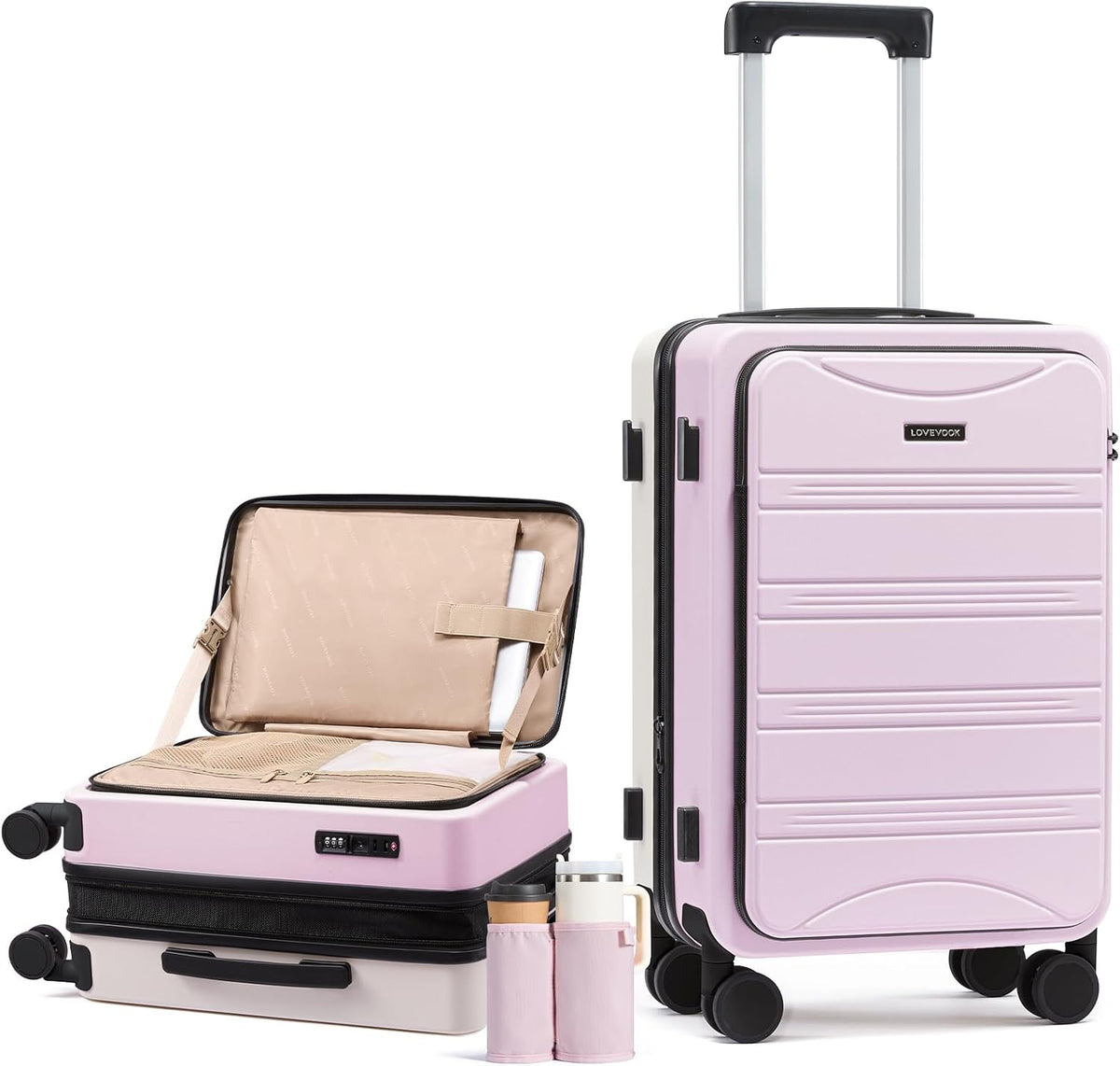 Carry On Luggage 20 Inch, Airline Approved Expandable Hard Shell Suitcase with Spinner Wheels, TSA Lock & Cup Holder, Fits Most Overhead Bins
