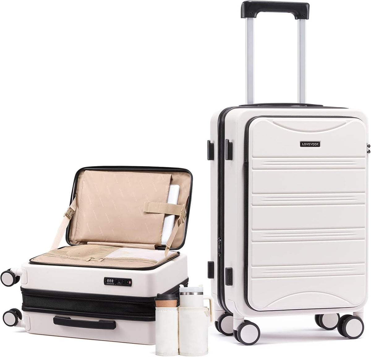 Carry On Luggage 20 Inch, Airline Approved Expandable Hard Shell Suitcase with Spinner Wheels, TSA Lock & Cup Holder, Fits Most Overhead Bins