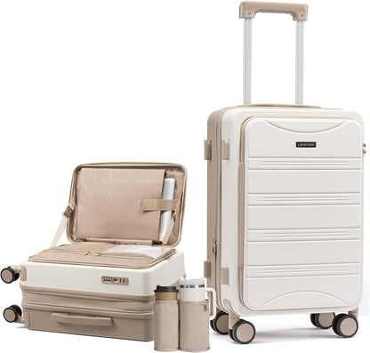 Carry On Luggage 20 Inch, Airline Approved Expandable Hard Shell Suitcase with Spinner Wheels, TSA Lock & Cup Holder, Fits Most Overhead Bins