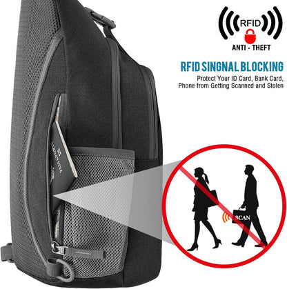 Sling Bag for Men Women, RFID Blocking Crossbody Bag, Daily, Travel | Durable Polyester Fabric, 10L, Perfect for work, shopping, weekend outings, Hiking, Reversible Shoulder Strap (Peacock Blue)