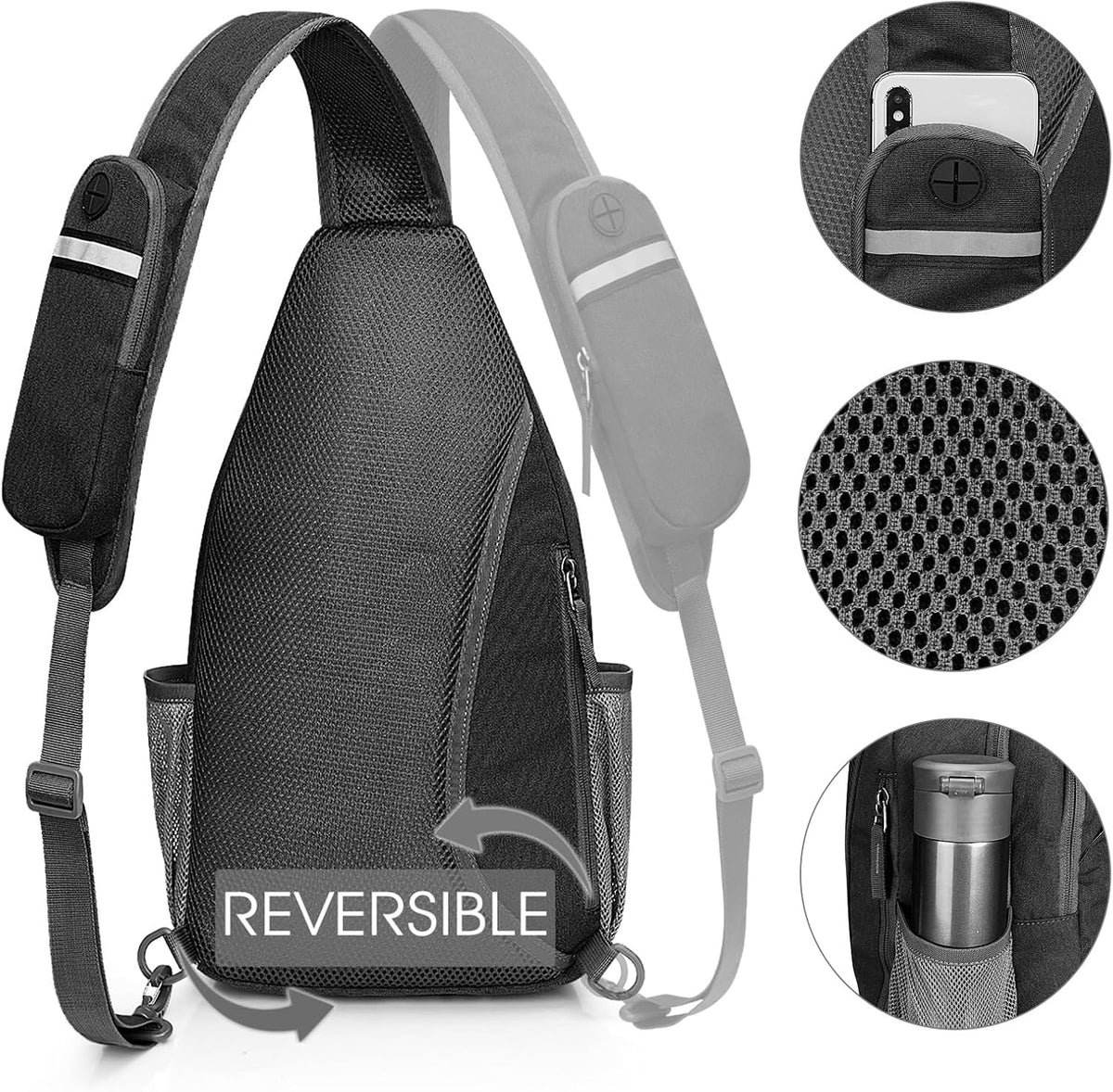 Sling Bag for Men Women, RFID Blocking Crossbody Bag, Daily, Travel | Durable Polyester Fabric, 10L, Perfect for work, shopping, weekend outings, Hiking, Reversible Shoulder Strap (Peacock Blue)