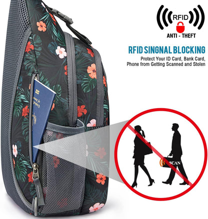 Sling Bag for Men Women, RFID Blocking Crossbody Bag, Daily, Travel | Durable Polyester Fabric, 10L, Perfect for work, shopping, weekend outings, Hiking, Reversible Shoulder Strap (Peacock Blue)