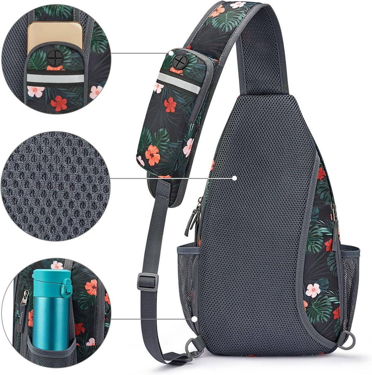 Sling Bag for Men Women, RFID Blocking Crossbody Bag, Daily, Travel | Durable Polyester Fabric, 10L, Perfect for work, shopping, weekend outings, Hiking, Reversible Shoulder Strap (Peacock Blue)