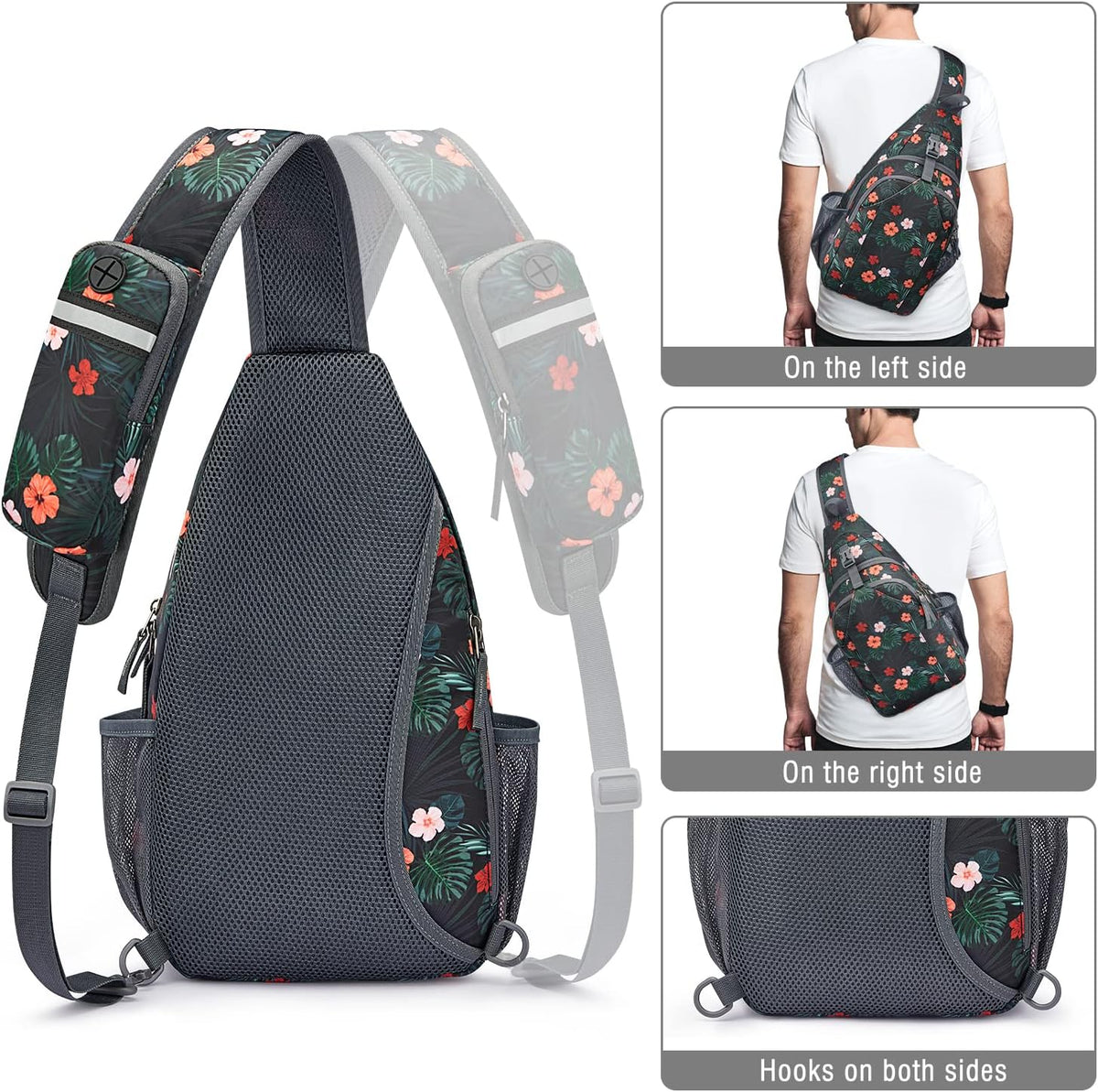 Sling Bag for Men Women, RFID Blocking Crossbody Bag, Daily, Travel | Durable Polyester Fabric, 10L, Perfect for work, shopping, weekend outings, Hiking, Reversible Shoulder Strap (Peacock Blue)