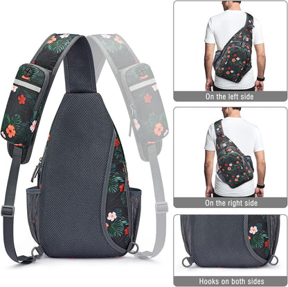 Sling Bag for Men Women, RFID Blocking Crossbody Bag, Daily, Travel | Durable Polyester Fabric, 10L, Perfect for work, shopping, weekend outings, Hiking, Reversible Shoulder Strap (Peacock Blue)
