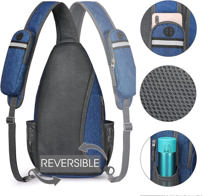 Sling Bag for Men Women, RFID Blocking Crossbody Bag, Daily, Travel | Durable Polyester Fabric, 10L, Perfect for work, shopping, weekend outings, Hiking, Reversible Shoulder Strap (Peacock Blue)