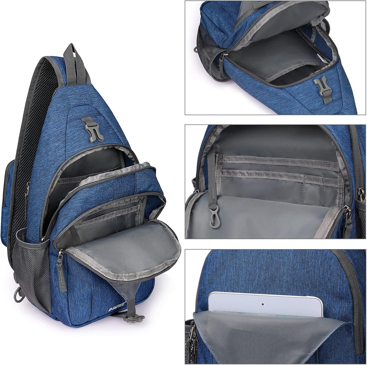 Sling Bag for Men Women, RFID Blocking Crossbody Bag, Daily, Travel | Durable Polyester Fabric, 10L, Perfect for work, shopping, weekend outings, Hiking, Reversible Shoulder Strap (Peacock Blue)