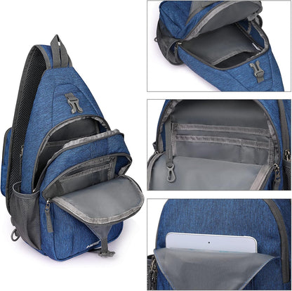 Sling Bag for Men Women, RFID Blocking Crossbody Bag, Daily, Travel | Durable Polyester Fabric, 10L, Perfect for work, shopping, weekend outings, Hiking, Reversible Shoulder Strap (Peacock Blue)