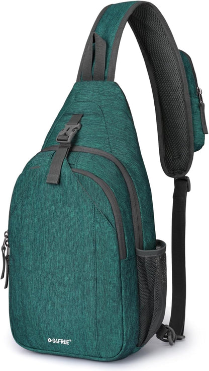Sling Bag for Men Women, RFID Blocking Crossbody Bag, Daily, Travel | Durable Polyester Fabric, 10L, Perfect for work, shopping, weekend outings, Hiking, Reversible Shoulder Strap (Peacock Blue)