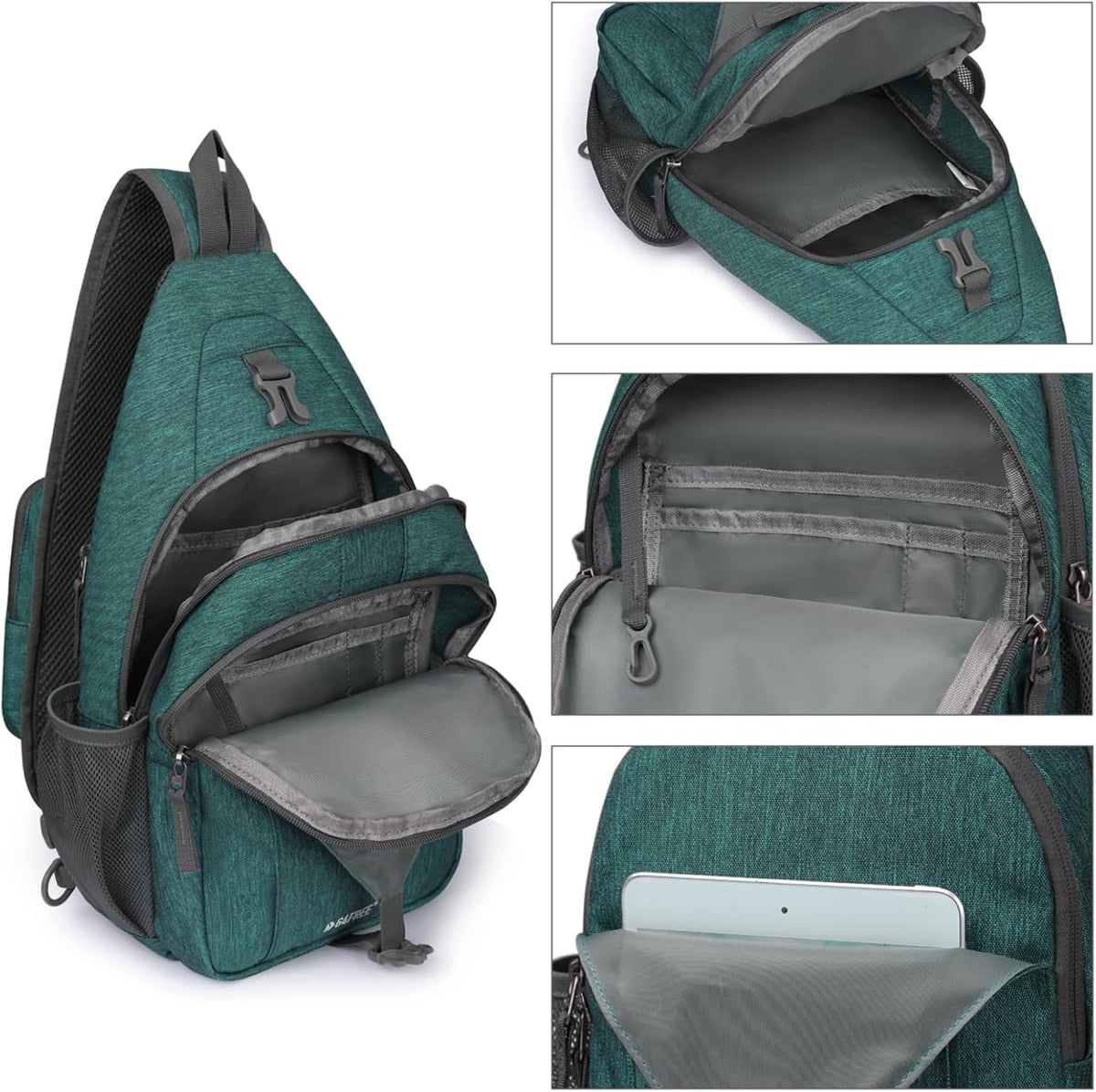 Sling Bag for Men Women, RFID Blocking Crossbody Bag, Daily, Travel | Durable Polyester Fabric, 10L, Perfect for work, shopping, weekend outings, Hiking, Reversible Shoulder Strap (Peacock Blue)