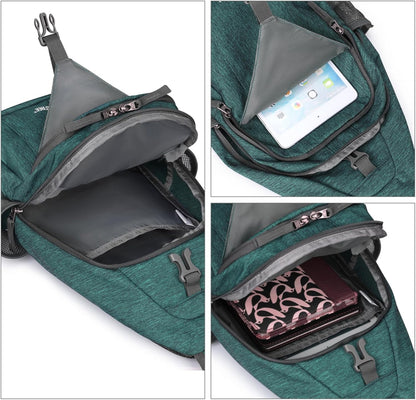 Sling Bag for Men Women, RFID Blocking Crossbody Bag, Daily, Travel | Durable Polyester Fabric, 10L, Perfect for work, shopping, weekend outings, Hiking, Reversible Shoulder Strap (Peacock Blue)