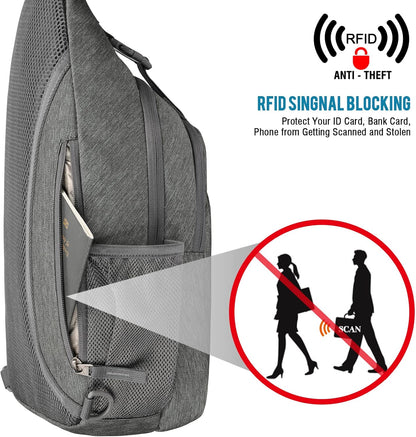Sling Bag for Men Women, RFID Blocking Crossbody Bag, Daily, Travel | Durable Polyester Fabric, 10L, Perfect for work, shopping, weekend outings, Hiking, Reversible Shoulder Strap (Peacock Blue)