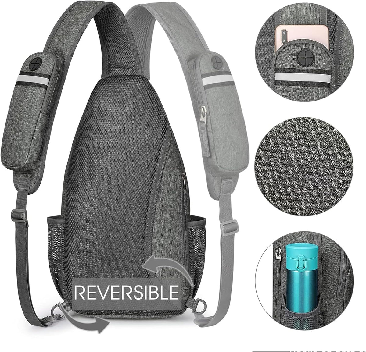 Sling Bag for Men Women, RFID Blocking Crossbody Bag, Daily, Travel | Durable Polyester Fabric, 10L, Perfect for work, shopping, weekend outings, Hiking, Reversible Shoulder Strap (Peacock Blue)