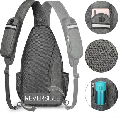 Sling Bag for Men Women, RFID Blocking Crossbody Bag, Daily, Travel | Durable Polyester Fabric, 10L, Perfect for work, shopping, weekend outings, Hiking, Reversible Shoulder Strap (Peacock Blue)