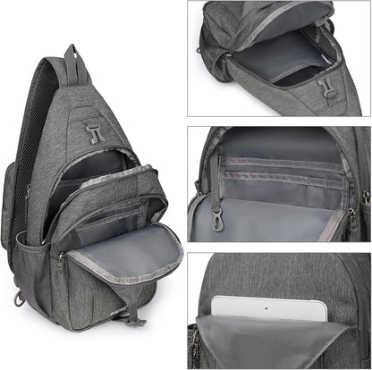 Sling Bag for Men Women, RFID Blocking Crossbody Bag, Daily, Travel | Durable Polyester Fabric, 10L, Perfect for work, shopping, weekend outings, Hiking, Reversible Shoulder Strap (Peacock Blue)
