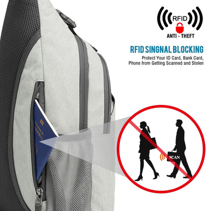 Sling Bag for Men Women, RFID Blocking Crossbody Bag, Daily, Travel | Durable Polyester Fabric, 10L, Perfect for work, shopping, weekend outings, Hiking, Reversible Shoulder Strap (Peacock Blue)