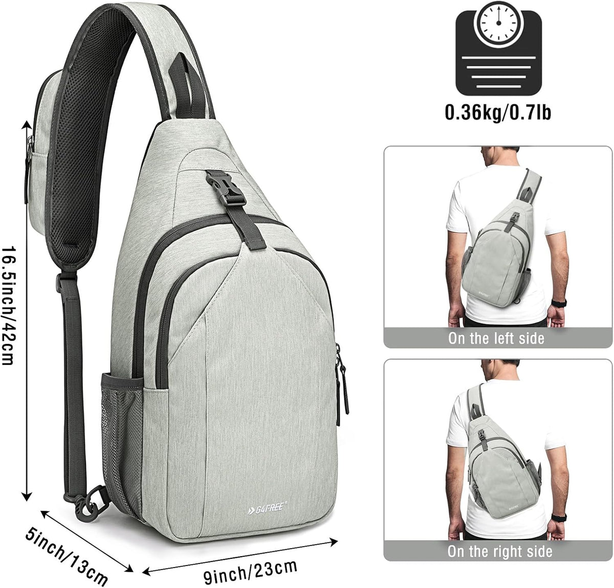 Sling Bag for Men Women, RFID Blocking Crossbody Bag, Daily, Travel | Durable Polyester Fabric, 10L, Perfect for work, shopping, weekend outings, Hiking, Reversible Shoulder Strap (Peacock Blue)