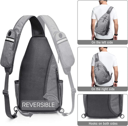 Sling Bag for Men Women, RFID Blocking Crossbody Bag, Daily, Travel | Durable Polyester Fabric, 10L, Perfect for work, shopping, weekend outings, Hiking, Reversible Shoulder Strap (Peacock Blue)