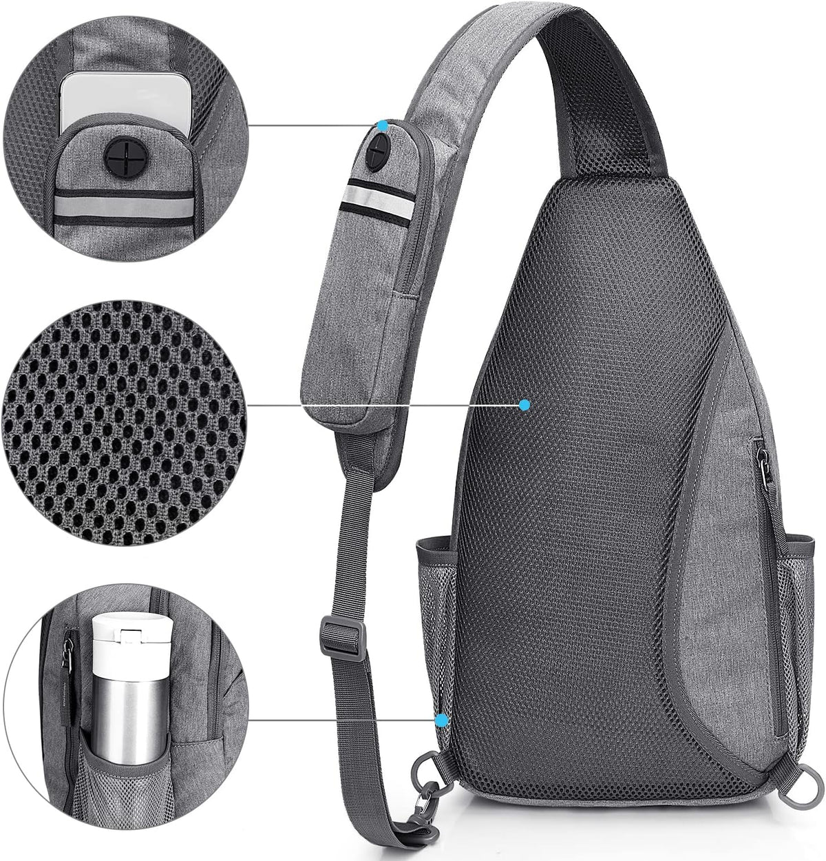 Sling Bag for Men Women, RFID Blocking Crossbody Bag, Daily, Travel | Durable Polyester Fabric, 10L, Perfect for work, shopping, weekend outings, Hiking, Reversible Shoulder Strap (Peacock Blue)