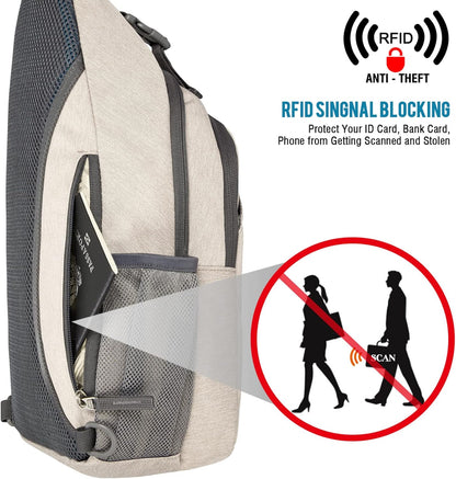 Sling Bag for Men Women, RFID Blocking Crossbody Bag, Daily, Travel | Durable Polyester Fabric, 10L, Perfect for work, shopping, weekend outings, Hiking, Reversible Shoulder Strap (Peacock Blue)