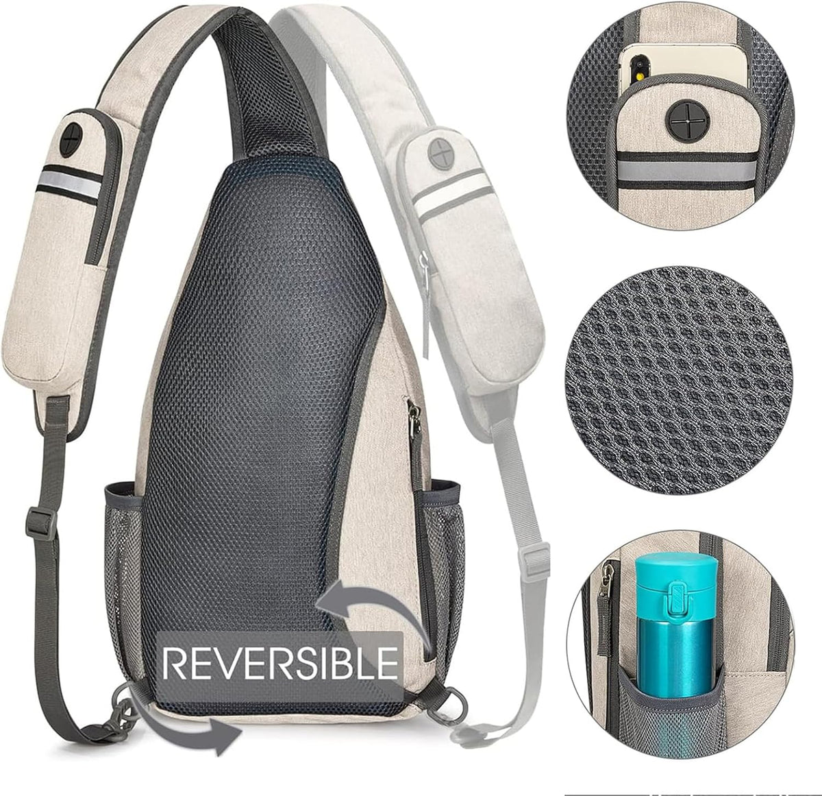 Sling Bag for Men Women, RFID Blocking Crossbody Bag, Daily, Travel | Durable Polyester Fabric, 10L, Perfect for work, shopping, weekend outings, Hiking, Reversible Shoulder Strap (Peacock Blue)
