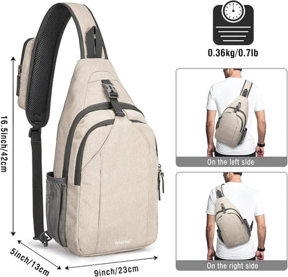 Sling Bag for Men Women, RFID Blocking Crossbody Bag, Daily, Travel | Durable Polyester Fabric, 10L, Perfect for work, shopping, weekend outings, Hiking, Reversible Shoulder Strap (Peacock Blue)