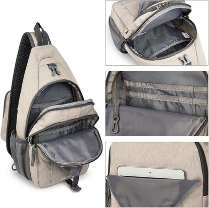 Sling Bag for Men Women, RFID Blocking Crossbody Bag, Daily, Travel | Durable Polyester Fabric, 10L, Perfect for work, shopping, weekend outings, Hiking, Reversible Shoulder Strap (Peacock Blue)