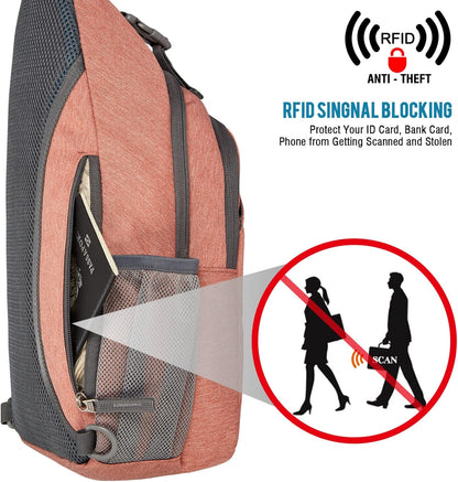 Sling Bag for Men Women, RFID Blocking Crossbody Bag, Daily, Travel | Durable Polyester Fabric, 10L, Perfect for work, shopping, weekend outings, Hiking, Reversible Shoulder Strap (Peacock Blue)