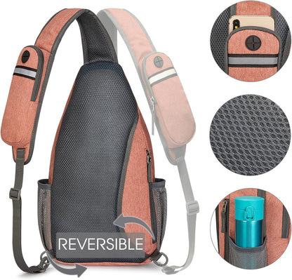 Sling Bag for Men Women, RFID Blocking Crossbody Bag, Daily, Travel | Durable Polyester Fabric, 10L, Perfect for work, shopping, weekend outings, Hiking, Reversible Shoulder Strap (Peacock Blue)