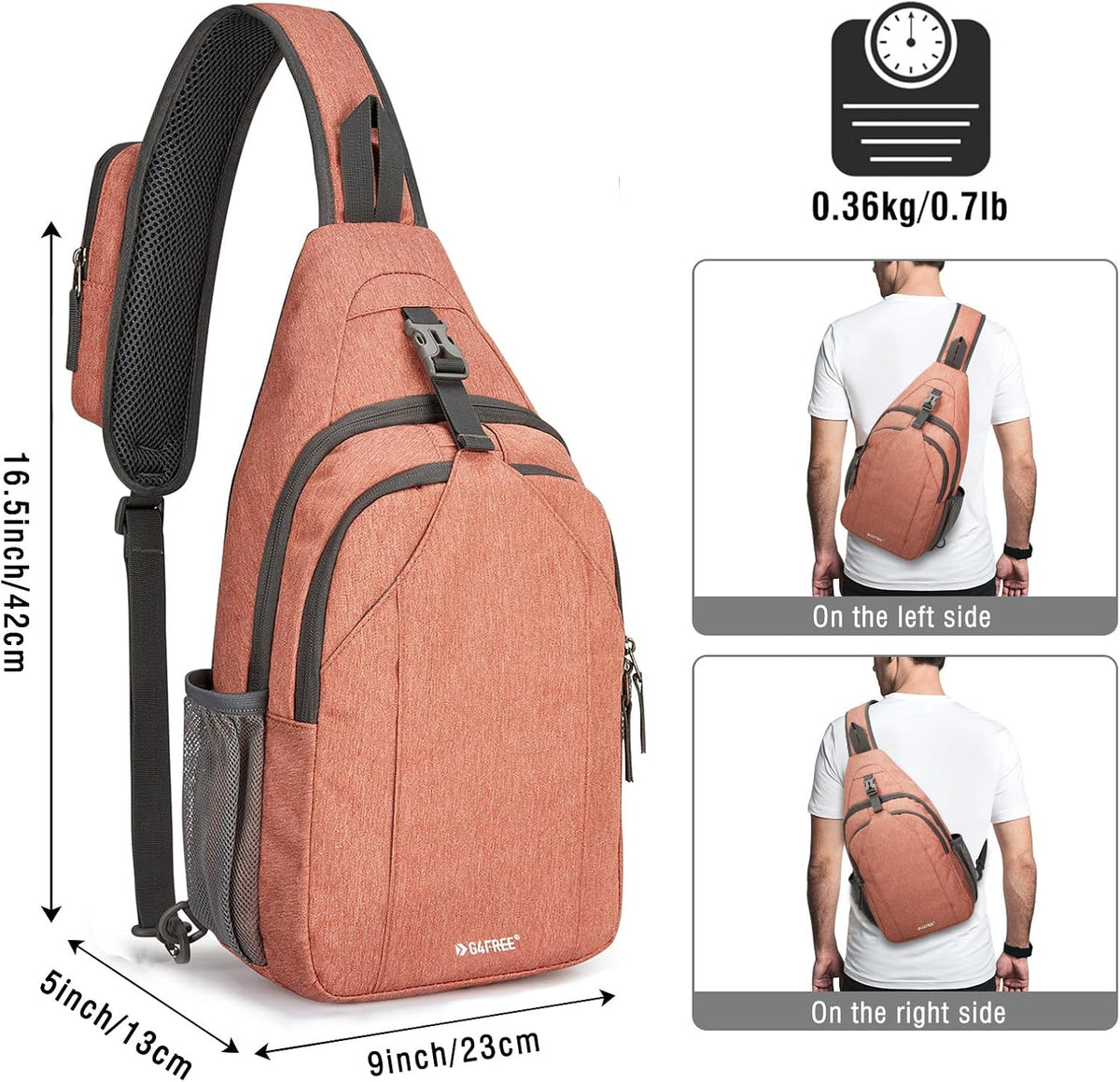 Sling Bag for Men Women, RFID Blocking Crossbody Bag, Daily, Travel | Durable Polyester Fabric, 10L, Perfect for work, shopping, weekend outings, Hiking, Reversible Shoulder Strap (Peacock Blue)