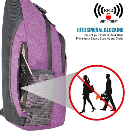 Sling Bag for Men Women, RFID Blocking Crossbody Bag, Daily, Travel | Durable Polyester Fabric, 10L, Perfect for work, shopping, weekend outings, Hiking, Reversible Shoulder Strap (Peacock Blue)