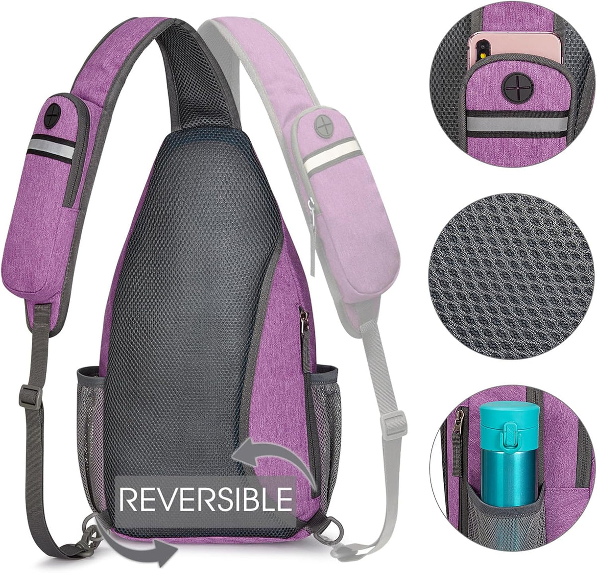 Sling Bag for Men Women, RFID Blocking Crossbody Bag, Daily, Travel | Durable Polyester Fabric, 10L, Perfect for work, shopping, weekend outings, Hiking, Reversible Shoulder Strap (Peacock Blue)