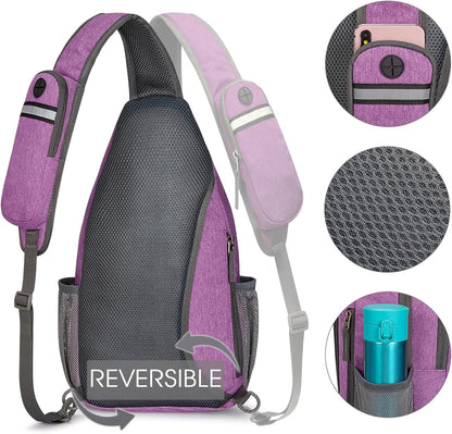 Sling Bag for Men Women, RFID Blocking Crossbody Bag, Daily, Travel | Durable Polyester Fabric, 10L, Perfect for work, shopping, weekend outings, Hiking, Reversible Shoulder Strap (Peacock Blue)