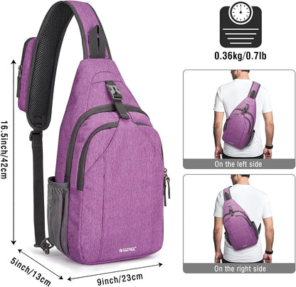 Sling Bag for Men Women, RFID Blocking Crossbody Bag, Daily, Travel | Durable Polyester Fabric, 10L, Perfect for work, shopping, weekend outings, Hiking, Reversible Shoulder Strap (Peacock Blue)