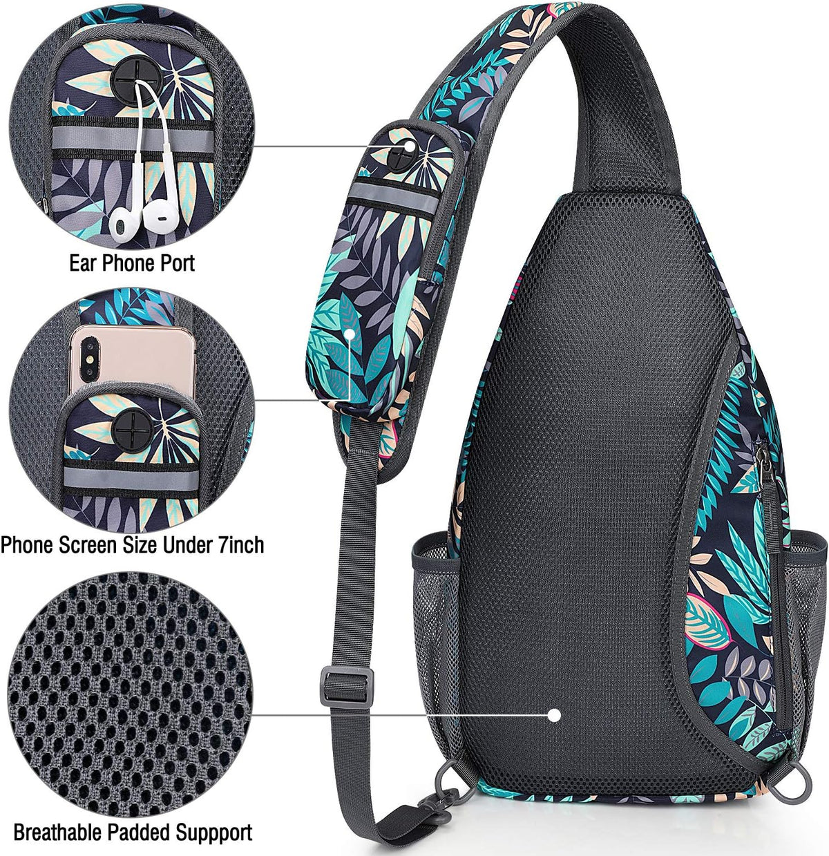Sling Bag for Men Women, RFID Blocking Crossbody Bag, Daily, Travel | Durable Polyester Fabric, 10L, Perfect for work, shopping, weekend outings, Hiking, Reversible Shoulder Strap (Peacock Blue)